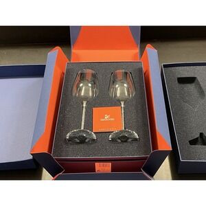 Swarovski Stemware White Wine Glasses Crystalline 662566 New in Box Very Rare!